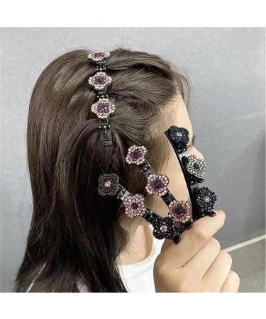 Sparkling Crystal Stone Braided Hair Clips Braided Hair Clips with 3 Small Clips Mini Waterproof Rhinestone Satin Fabric Hair Bands for Women Styling Sectioning (3PCS) - Buy Online on GoSupps.com