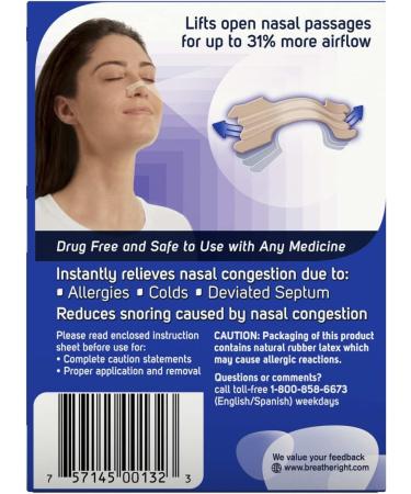 Breathe Right Original Nose Strips - Reduce Snoring & Relieve Congestion - Tan, 30 Count - Buy Online on GoSupps.com