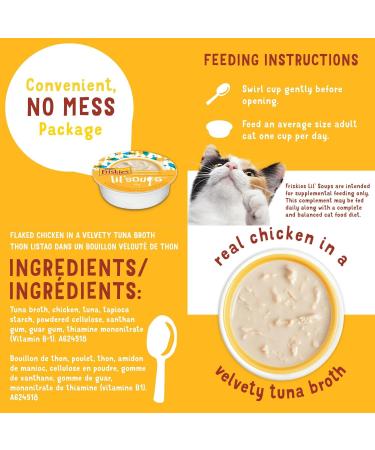 Friskies Party Mix Chicken Lovers Crunchy Cat Treats & Lil' Soups Wet Cat Food Complements Chicken & Tuna Broth (4-Pack Variety) - Buy Online on GoSupps.com