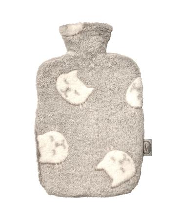 Larovita hot water bottle with fluffy cat cover - Hugo Frosch INTERTEK tested odorless 1.8 liters