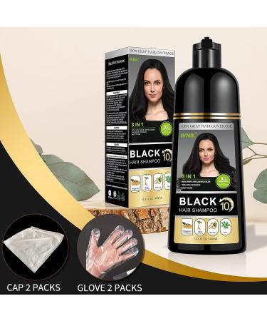IVNIL Instant Black Hair Color Shampoo for Gray Hair 3-In-1 Semi-Permanent Dye - Herbal Ingredients, Ammonia-Free, Fast Acting 13.5 fl oz - Buy Online on GoSupps.com