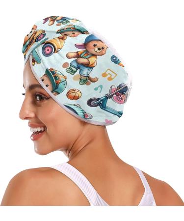 Cartoon Character Hair Towel 2 Pack - Super Absorbent Quick Dry Turbans for Women & Girls - Buy Online on GoSupps.com