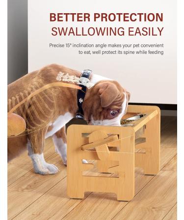 Vantic Adjustable Elevated Dog Bowls Stand with Stainless Steel Bowls - Durable Bamboo Raised Feeder for Dogs and Cats - Buy Online on GoSupps.com