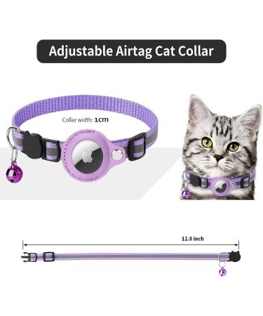 Kolacen Reflecting Airtag Catushage - Adjustable Cat Neck Band with Airtag Shell & Bell | Safety Buckle for Puppies & Kittens (Purple) - International Shipping Available - Buy Online on GoSupps.com