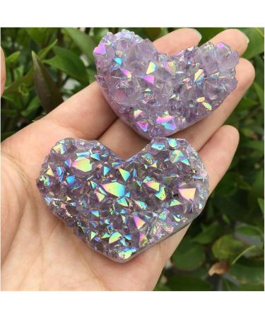 1pcs Amethyst Geode Heart Shaped Crystal Crystals Stones Titanium Rainbow Aura Amethyst Cluster Angel Aura Quartz Home Decoration Crafts Decoration Natural Luster - Buy Online on GoSupps.com