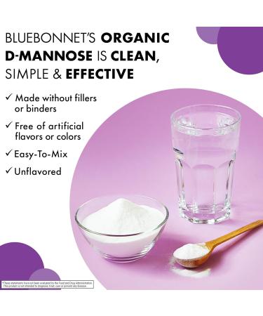 BlueBonnet Nutrition Organic D-Mannose Powder 2000 mg - Fast Acting Urinary Tract Support for Men & Women* - USDA Organic, Non-GMO, Vegan, Kosher, Gluten-Free 85 Servings, Unflavored Powder - Buy Online on GoSupps.com