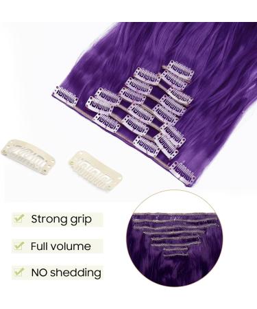 S-noilite 24 Curly Black Purple Clip in Hair Extensions - 8 Piece Full Head Set with 18 Clips - Buy Online on GoSupps.com