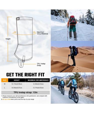Adiwo Outdoor Gaiters - Waterproof Unisex Hiking & Cycling Accessories 620D Breathable Leg Protection with Zipper 12.99 Inch/33 cm - Buy Online on GoSupps.com
