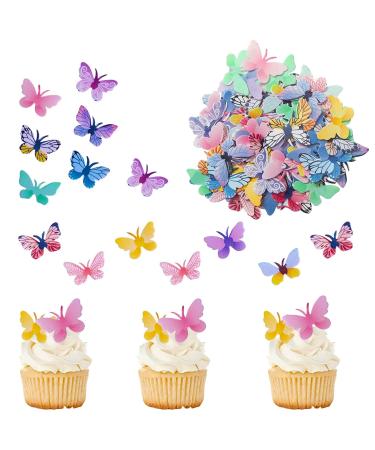 Catelves 72 pieces of butterflies decorative cake edible rice paper birthday tortendeko cupcake topers cake decoration tortendendeko butterflies edible - Buy Online on GoSupps.com