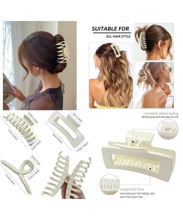 8 Pack Cream Hair Claw Clips - Matte Beige Hair Clamps for Thin Thick Hair, Strong Hold Jaw Clip - Christmas Hair Accessories Gift - Mother's Day - White - Buy Online on GoSupps.com