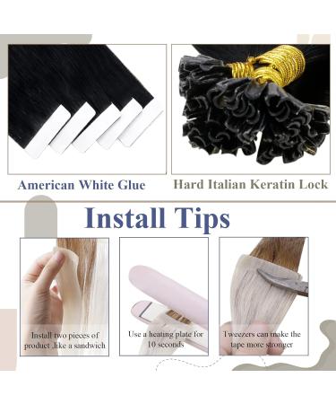 LAAVOO Ombre Brown Tape-in Hair Extensions - 60cm Balayage Real Hair 10pcs Balayage Black to Brown Caramel Blonde - Premium 25g Quality - Buy Online on GoSupps.com