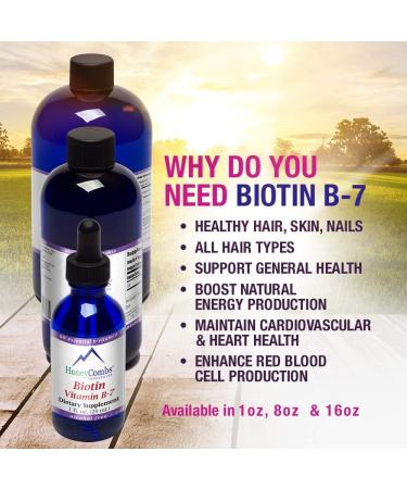 HoneyCombs Vitamin B7 (Biotin) Drops - Liquid Biotin Hair Skin Nails Supplement - Alcohol-Free Non-GMO Vitamin Liquid - 1 Fl Oz - Buy Online on GoSupps.com
