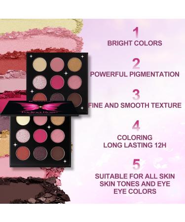 Fading Rose Eyeshadow Palette - Matte Shimmer & Glitter Pink Makeup | Highly Pigmented Pressed Powder - Buy Online on GoSupps.com