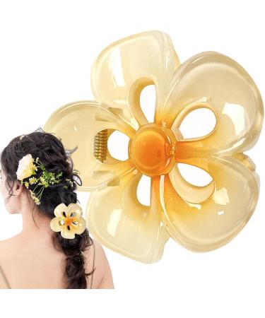 Floral Hair Clips Acrylic Strong Hold Hair Clip Hair Styling Accessories Non-Slip Hair Clips Womens Hair Barrettes for Woman and Girls Yellow - Buy Online on GoSupps.com