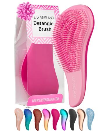 Detangle Hair Brush for Curly Hair Straight Thick or Natural Hair - Gentle Detangling Hairbrush for Kids Women & Toddlers with Flexible Bristles - Perfect Detangler Hair Brush by Lily England 1 Count (Pack of 1) A. Pink