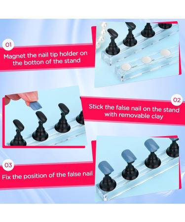 PROUSKY 2 Set Nail Display Stand Fingernail DIY Nail Art Display Nail Tip Practice Holder Magnetic for False Nail Tip Manicure Tool Home and Art Salon Use Magnetic Nail Practice Base (Black) - Buy Online on GoSupps.com