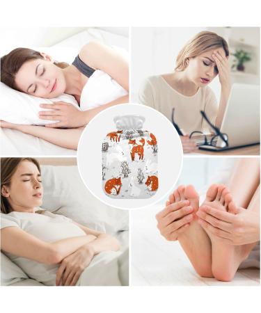 Cute Foxes & Rabbits Hot Water Bottle (1L) - Soft Warm Cover for Bed Hands Neck & Shoulders - Perfect Winter Comfort - Buy Online on GoSupps.com