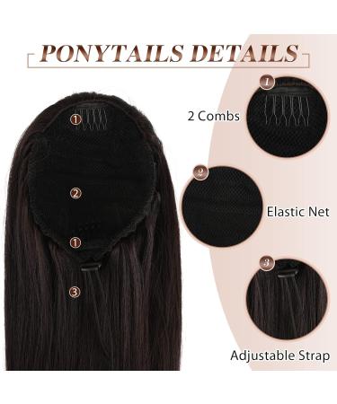 Fine Horseplay Extensions - Dark Brown 70cm Drawstring Ponytail Hair Extensions for Women - Synthetic Long Straight Braid - Buy Online on GoSupps.com