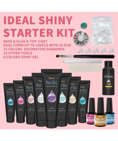 Autynie Poly Gel Nail Kit - 8 Colors All-in-One Extension Builder Gel Set with Rhinestone Glitter French, Professional DIY Nail Art Tools for Salon Quality at Home - Buy Online on GoSupps.com