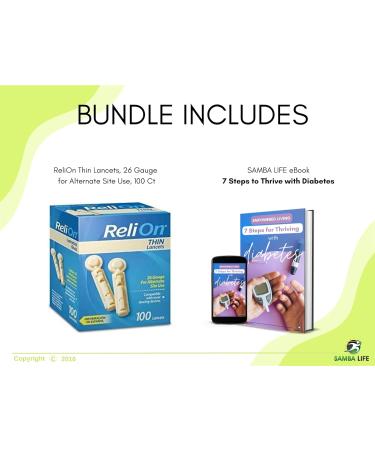 ReliOn Thin Lancets 26 Gauge 100 Ct Bundle + '7 Steps to Thrive with Diabetes' eBook by Samba Life - Buy Online on GoSupps.com