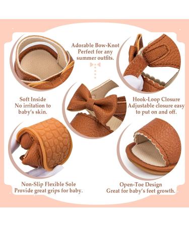 Sonsage Baby Summer Sandals | Newborn Bowknot Crib Sandal | Soft Rubber Sole | Brown, 3-6 Months - Buy Online on GoSupps.com