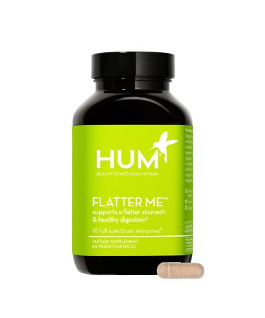 HUM Flatter Me - Digestive Enzymes for Bloated Belly Relief - Ginger, Fennel Seed, Peppermint Capsules for Bloating with 18 Full Spectrum Enzymes to Support Gut Health & Food Breakdown (60 Capsules)