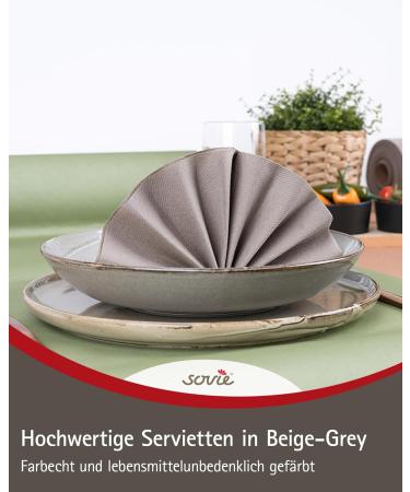 Sovie Linclass Airlaid Napkins - 50 High-Quality Beige/Gray Disposable Napkins 40x40 cm | Tearproof & Absorbent for Weddings & Parties - Buy Online on GoSupps.com