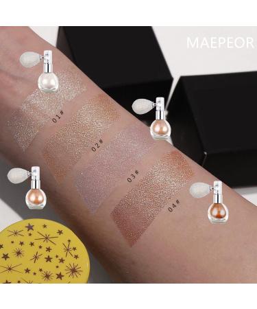 MAEPEOR Glitter Highlighter Powder Spray - 5 Colors High Gloss Shimmer Sparkle Makeup for Face, Body & Hair (01 Pearl White) - Buy Online on GoSupps.com