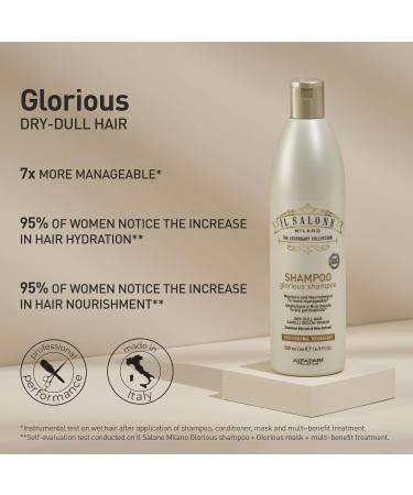 Il Salone Milano Professional Glorious Shampoo - Moisturizing Shampoo for Dull Dry Hair with Chestnut & Rice Extract - Salon-Quality Hair Care (16.9 oz) - International Shipping Available - Buy Online on GoSupps.com