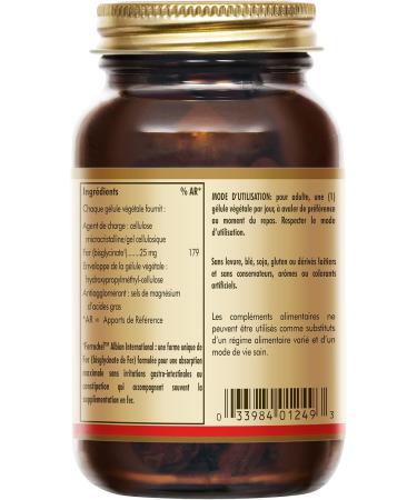 Solgar Gentle Iron Gentle Iron 25mg - Vitality - Highly assimilable iron and optimal tolerance - Non-constipating - Food supplement - Bottle of 90 vegetable capsules - Buy Online on GoSupps.com
