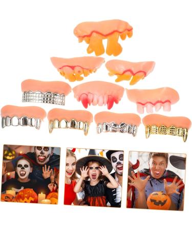 Beatifufu 10 Stk Halloween Vampire Teeth | Creepy Cosplay & Costume Accessories - High-Quality PVC False Teeth for Spooky Looks - Buy Online on GoSupps.com