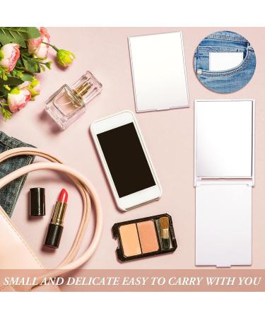 Queekay Small Makeup Folding Mirror - Portable 2 x 3 x 0.2'' Compact Vanity Mirror for Women/Girls - Travel Mirror (White) - Buy Online on GoSupps.com