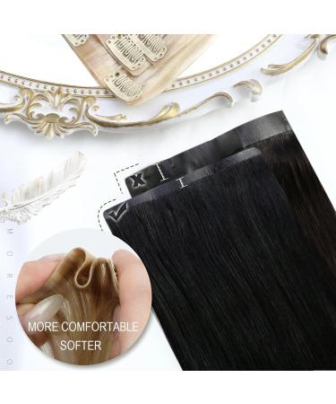 Moresoo Seamless Clip in Human Hair Extensions Darkest Brown #2 - 18 Inch Remy Hair 120g 7pcs - Buy Online on GoSupps.com