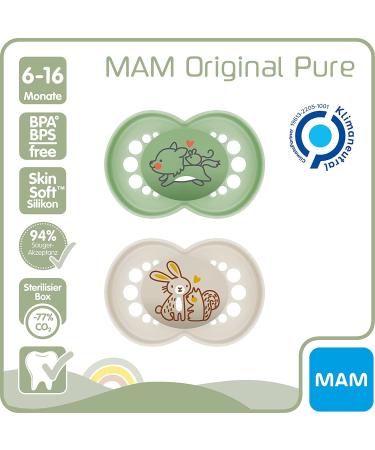 MAM Original Silicone Pacifier Set of 4 - Wood Friends (6-16 Months) with Sterilization Transport Boxes - International Shipping Available - Buy Online on GoSupps.com