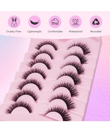 Buy MelodySusie Natural Eyelashes - 7 Pairs Wispy 13mm Short Mink Strip Lashes - Fluffy Cat Eye Lashes (No Glue Included) - Perfect for Natural Look - Buy Online on GoSupps.com