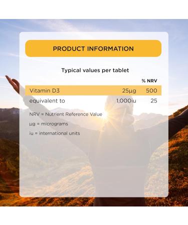 Healthspan Super Strength Vitamin D3 1000iu | Immune, Bone, Teeth & Muscle Health | Vegetarian | 240 Tablets - Buy Online on GoSupps.com