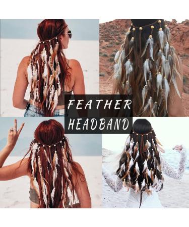 CAKURE Boho Feather Headbands Set - Handmade Indian Bridal Hair Accessories for Women and Girls - Buy Online on GoSupps.com