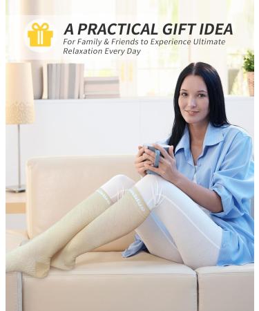 Cambivo Compression Stockings for Men & Women - 2 Pairs Support Socks for Running Sports Travel & Cycling - L-XL Beige - Buy Online on GoSupps.com