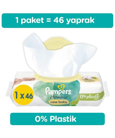 Pampers Harmonie New Baby Wipes - Plastic Free 4 Packs (46 Wipes) | Eco-Friendly Baby Care - Buy Online on GoSupps.com