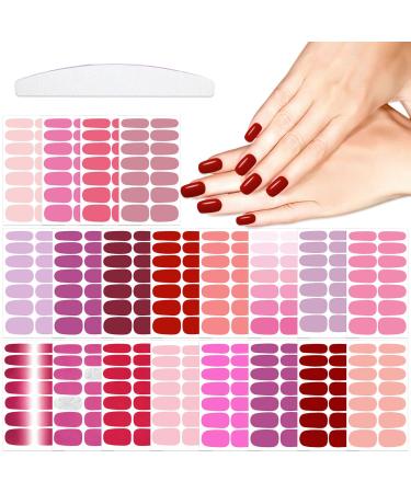 YECIRALA 20 Sheets 280 Pcs Nail Stickers Full Nail Wraps Pink Gel Nail Polish Strips for Women Girls Solid Gel Nail Strips Stick On Nails Polish Stickers Nails for Women Nails Designs Stickers Style1