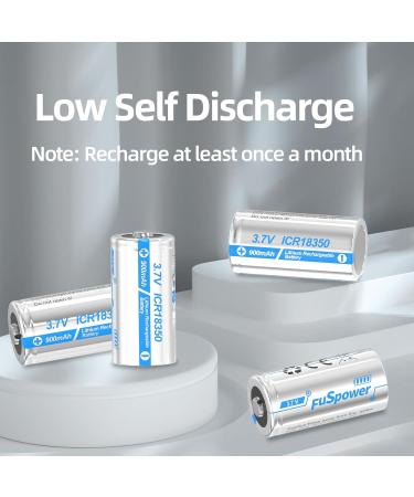 Buy 18350 Rechargeable Batteries 900mAh 3.7V - ICR Li-ion Battery for Flashlights & Solar Lights | 4 Count Pack - Buy Online on GoSupps.com
