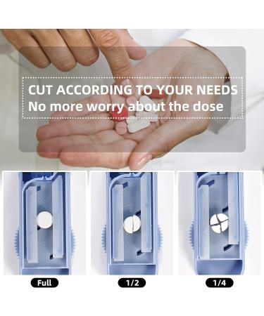Pill Cutter - 2 PCS Pill Splitter for Small & Large Pills with Safety Blade Guard - Blue Medicine Slicer for Cleanly Cutting Medication and Vitamins - Buy Online on GoSupps.com