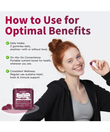 Newpie Beet Root Gummies,Super Nitric Oxide Beets Supplement,Grape Seed&Black Pepper Extract,Vitamin C & B12,Supports Blood Pressure&Energy,Mixed Berry,Organic Beetroot,60 Beet Chews - Buy Online on GoSupps.com