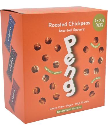Peng Roasted Chickpeas Snack (6 x 30g) - Plant-Based High Protein Savoury Snack - Buy Online on GoSupps.com