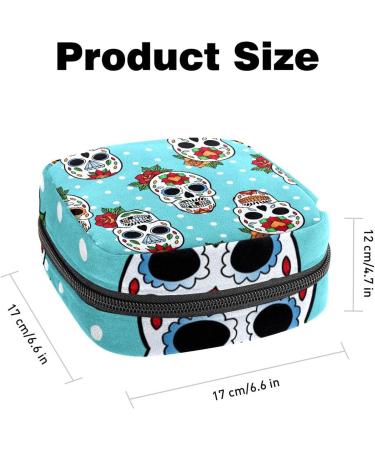 Stylish Menstruation Bag with Zipper | Women's Tampon & Napkin Storage | Sugar-Dead Head Pattern | Ideal for Girls and Women - International Shipping Available - Buy Online on GoSupps.com