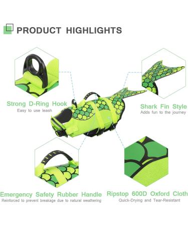 Buy Cit toile Dog Swimming Jar - Life Jacket for Small Medium & Large Dogs - Mermaid Tail Vest - Green 2XL XXL - Buy Online on GoSupps.com