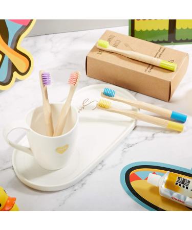 10-Pack Kids Bamboo Toothbrush Set with Soft Bristles - Natural Wood, Organic, BPA-Free - Ideal for Toddlers, Adults, Travel - Colorful Options Included - Buy Online on GoSupps.com