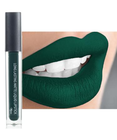 Mynena Dark Green Liquid Lipstick Long Lasting Kissproof Waterproof Lightweight Smudge Proof Matte Color Stay Lip Stain Talc-Free Mica-Free Gluten-Free Paraben-Free | Jocelyne