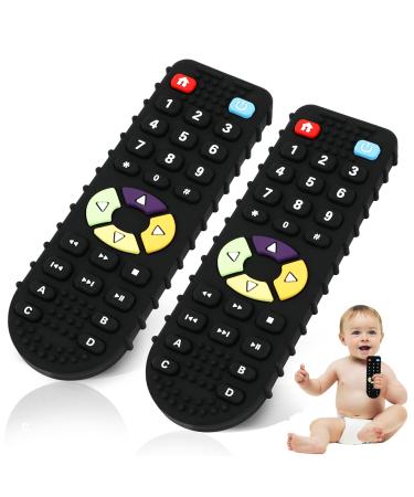 Gowkey Baby bite toy BPA-Free Baby remote control bite ring silicone tooth aid with pressurable buttons baby teeth toys bite ring dental help nursing accessories for 0-24+ months