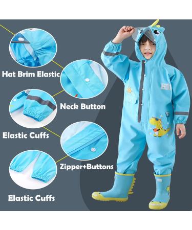 Fewlby Kids Puddle Suit Rain Suit XL/5-6 Years Blue | Waterproof Hooded Raincoat for Boys and Girls | Cartoon Romper Toddler Muddy Suit | All-in-One Rainwear Overalls - Buy Online on GoSupps.com